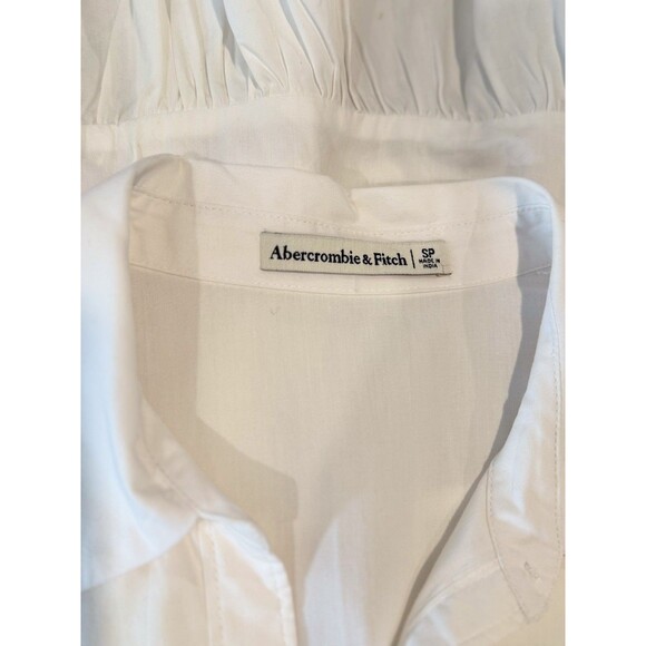 Abercrombie Fitch Dress White Puffed Poplin Mini Tiered Shirtdress Small Petite - Picture 3 of 10